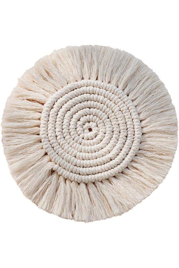 5-piece woven coaster set, handmade glass coasters, non-slip and heat-resistant placemats, coasters, cotton woven coffee and beverage coasters