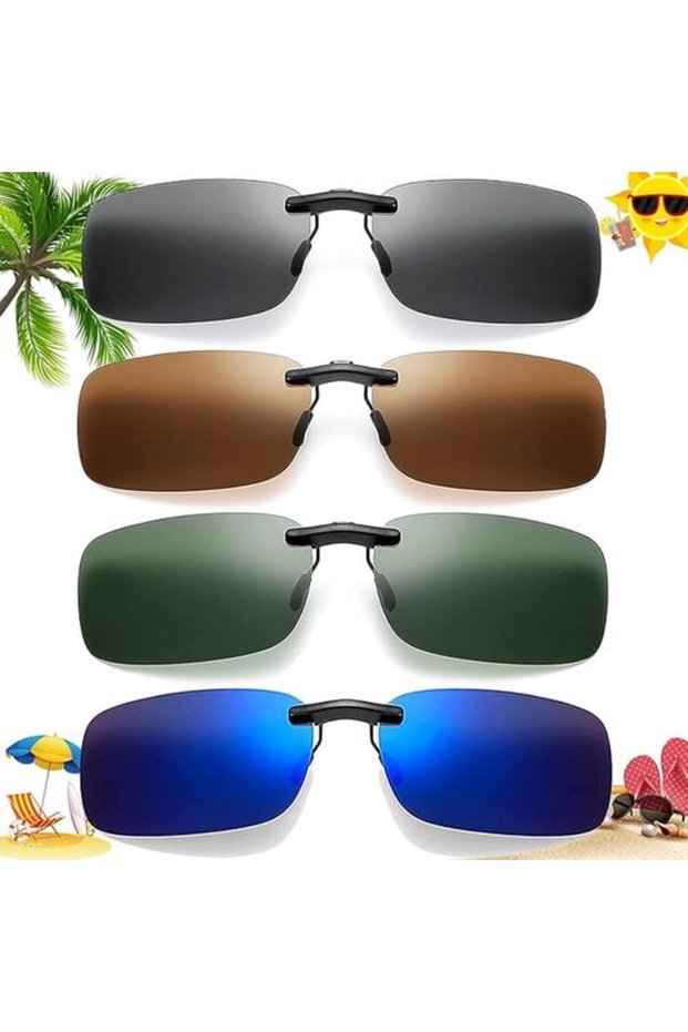 4-Piece Myopia Sunglasses, Polarized and Clip-On Sunglasses for Driving, Fishing, Mountain Climbing, and Outdoor Travel