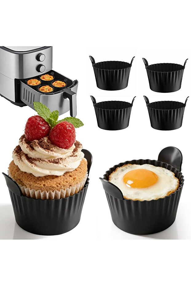 6-Pack Reusable BPA-Free Air Fryer Silicone Muffin Baking Trays