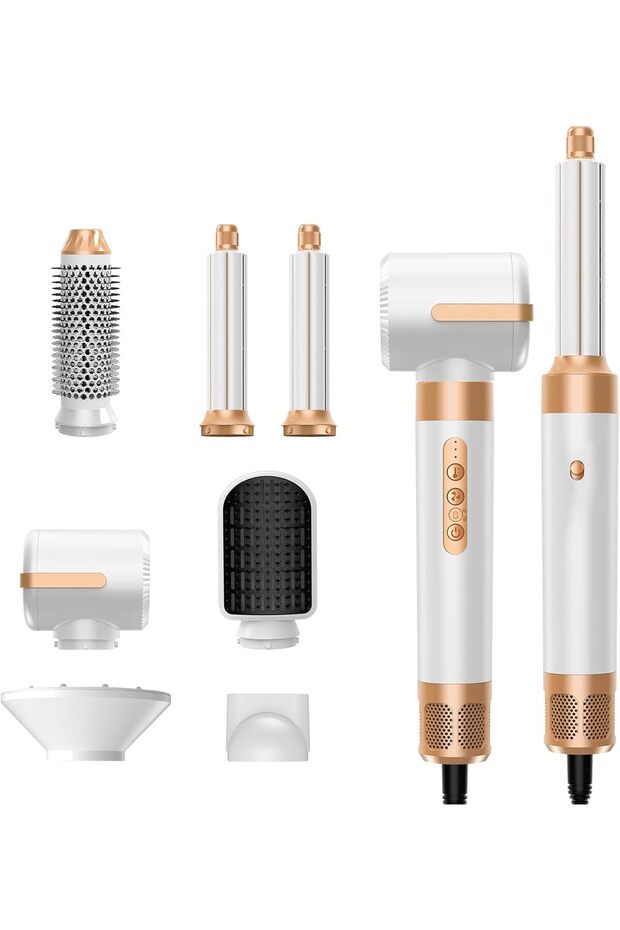 7-in-1 hair dryer brush, curling brush with accessories, spiral curling tool, professional single-sided hair styling tool
