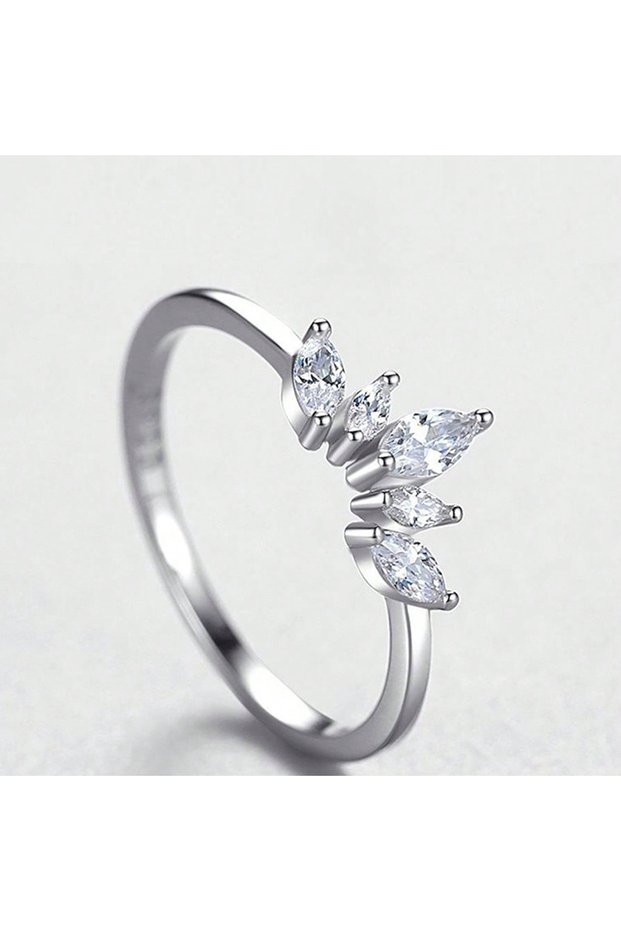 6 Silver 925 Sterling Silver Shiny Zircon crown Rings for Women Wedding Engagement Fashion Elegant G