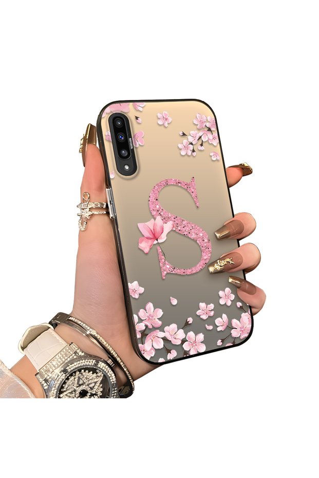 Samsung Galaxy A50S Compatible Silicone Edge Hard Back Case Couple Phone Case with Letter S Pattern