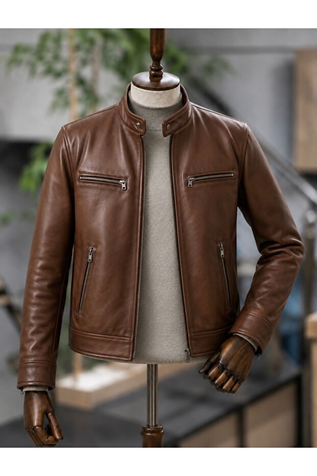 Men's Black Genuine Leather Coat