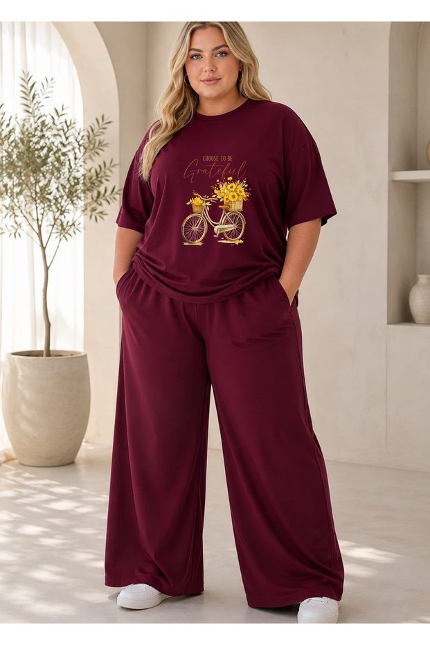 Women's Plus Size Premium Oversize Cotton 2-Piece Tracksuit Set Casual Comfortable Streetwear