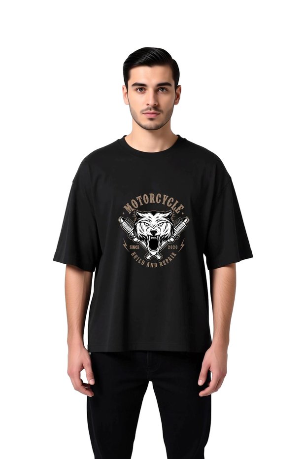 Motorcycle 2020 Refit Design Printed Men's Oversize T-Shirt