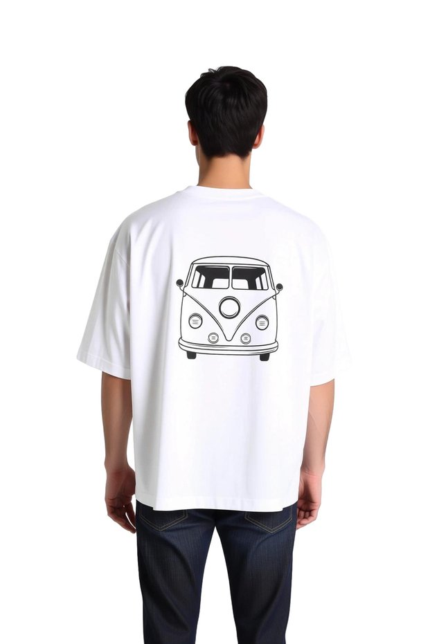 Vintage Van Retro Design Printed Men's Oversize T-Shirt