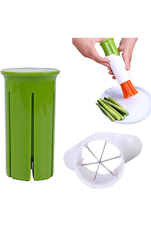 Manual slicer 2-piece set, for removing strawberry stems, suitable for vegetable salads, green.