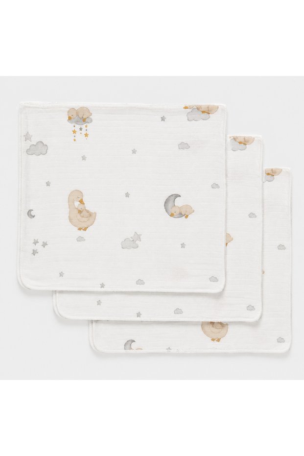 3-Piece Muslin Shoulder Cloth Double Layer 100% Cotton 55X60 cm Baby Mouth and Sweat Cloth