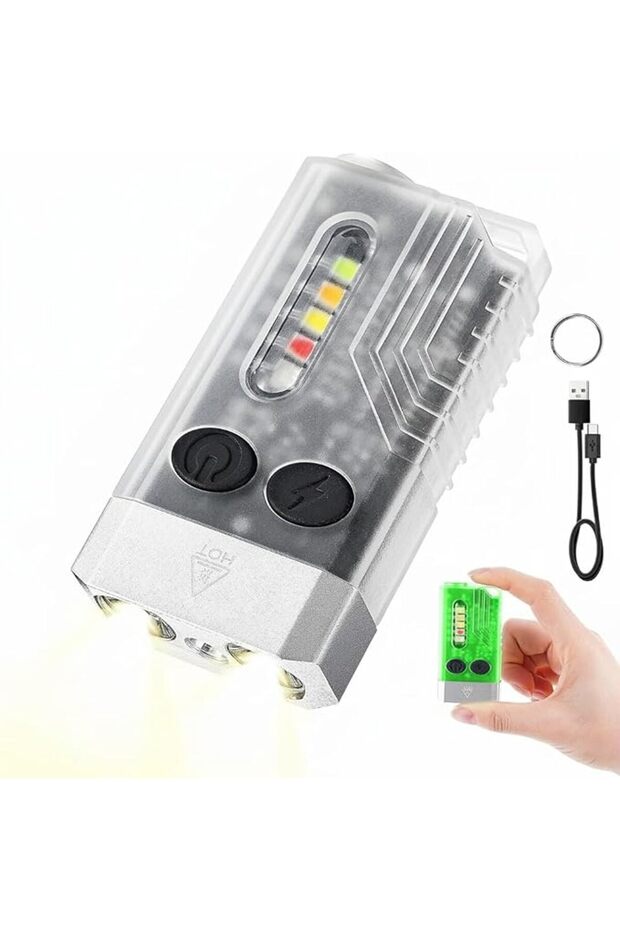 S12 Plus Mini LED Flashlights USB Rechargeable Small Keychain Flashlight with 11 Modes of Main & Sid