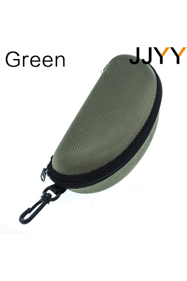 Green JJYY Portable Sunglasses Protector Oxford Cloth Hard EVA Zippered Eyeglasses Case with Carabin