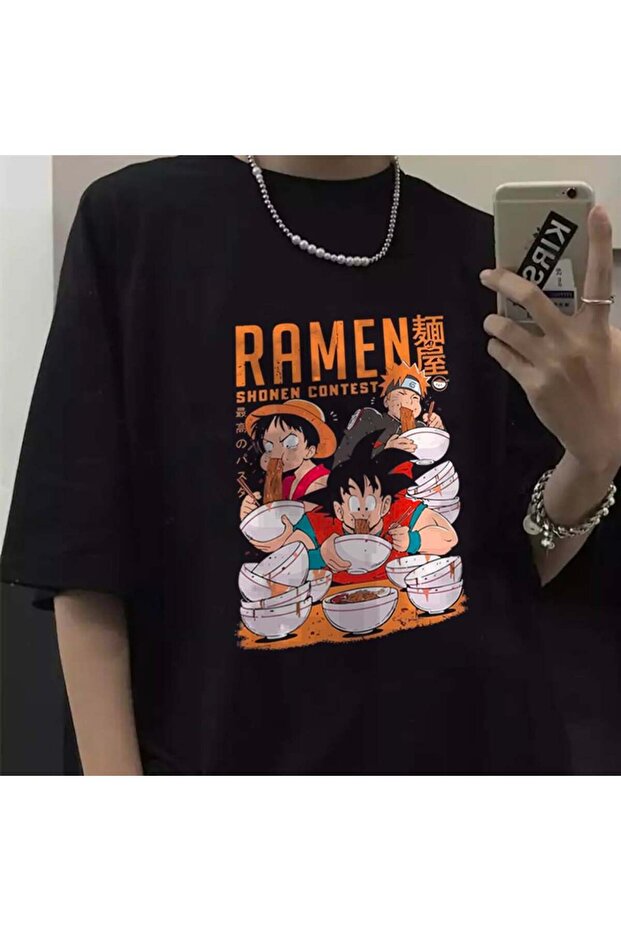 Mi̇ngalondon Anime Poster Printed Black Unisex Oversize T-Shirt