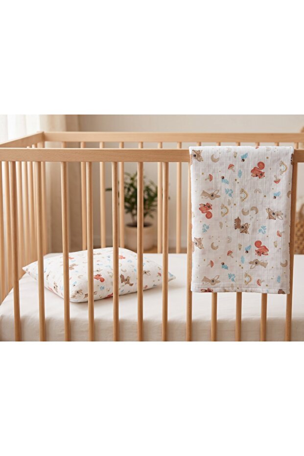 Newborn, Muslin Cover & Blanket (100 cm X 100 cm) + Pillowcase (35 cm *45 cm)