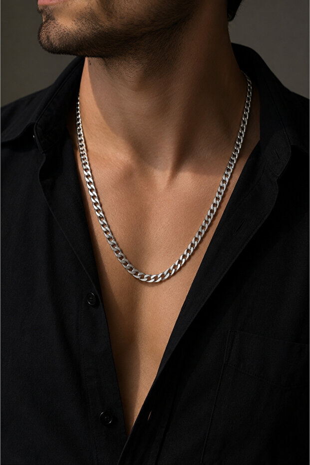 Steel Gourmet Chain 6mm Silver Men's Necklace