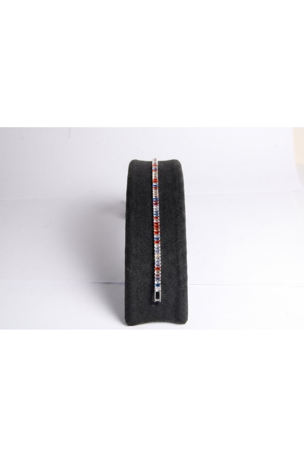 Women's Silver Color Rainbow Zircon Stone Thin Waterway Bracelet