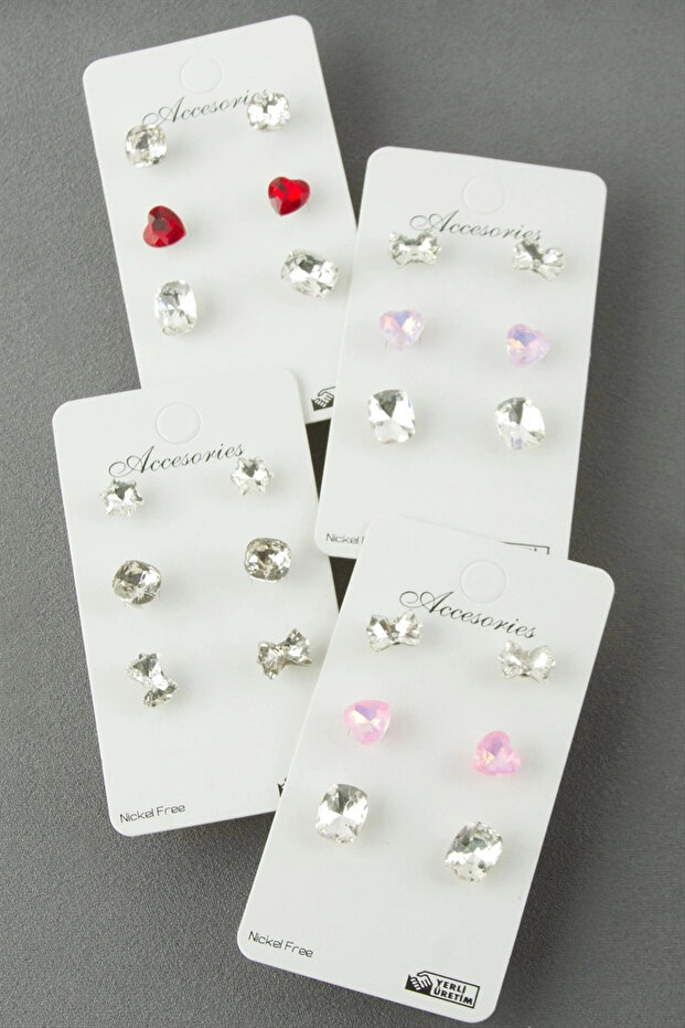 Mixed Stone Earrings 6 Pieces