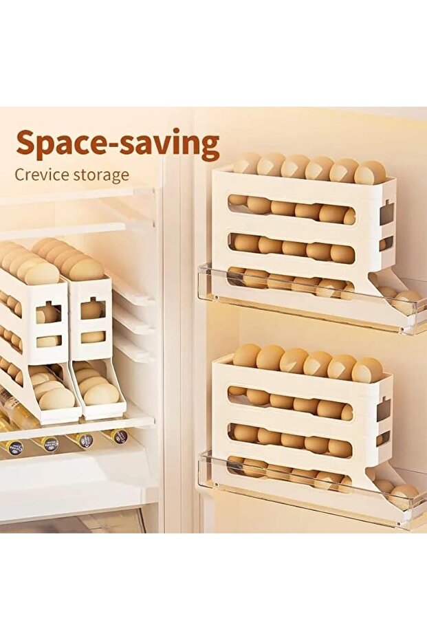 4-Tier Automatic Rolling Egg Holder for Refrigerator, Gravity-Fed Egg Organizer, Space-Saving Egg St - 6
