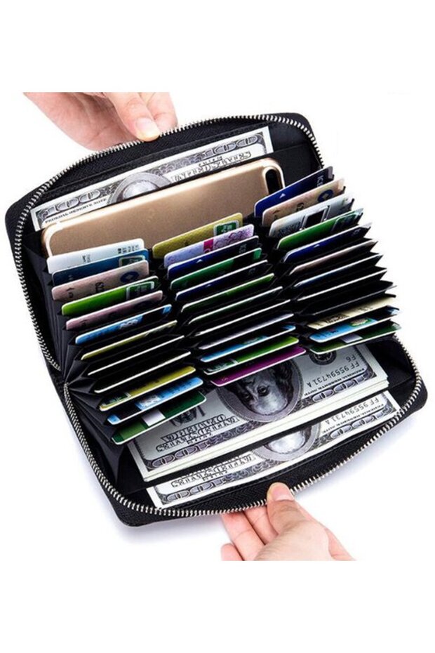 Genuine leather RFID passport holder large capacity phone holder.