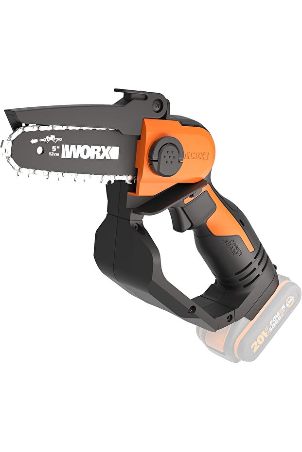 WG324E.9 12cm 20V Cordless Compact Chainsaw - Tool Only, High-Efficiency Motor, Lightweight, Safe Design – No Battery or Charger