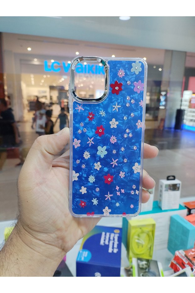 Samsung Galaxy A07 Daisy Shine Stone Flower Patterned Shiny Case