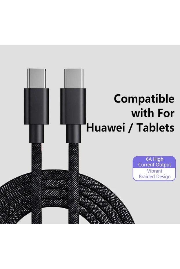 1m Black 1Pcs 100W Super Fast Charge Cable Colorful Type-C To C Braided Data Cable Support Fast Char
