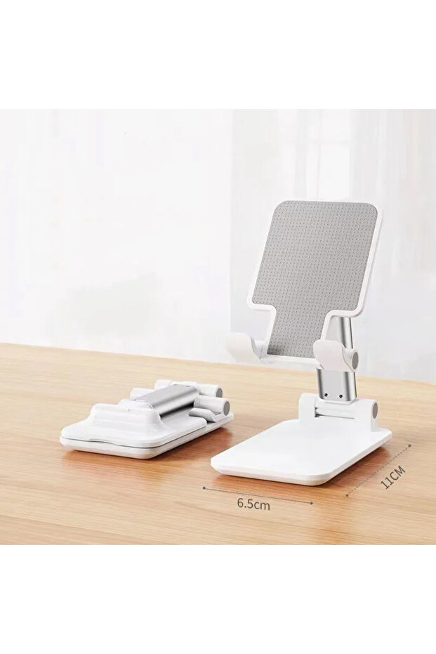 White Universal Portable Plastic Mobile Phone Stand Foldable Telescopic Mobile Phone Holder Desktop