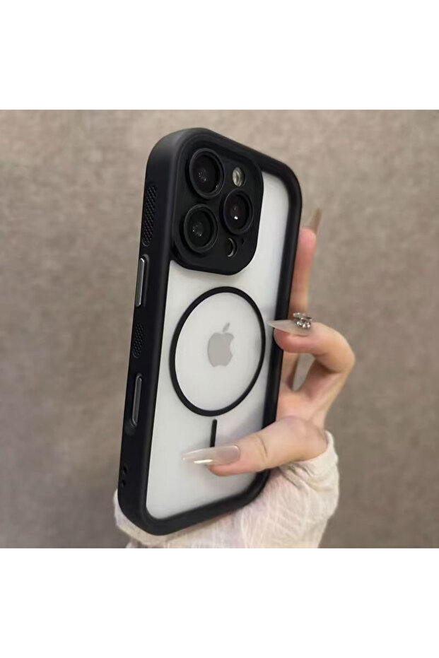 iPhone 16 Pro Max Black Luxury Matte For Magsafe Transparent Phone Case For iPhone 17 16 Plus 15 14