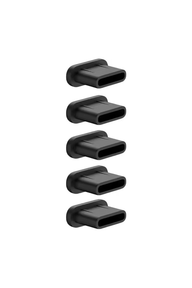 Black-5X Silicone Dust Plugs Type C Charging Port Protector Stopper Cap Cover for Iphone 16 Pro Max
