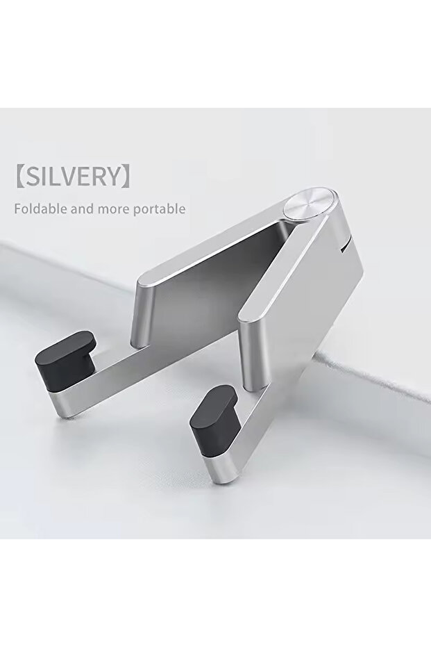 Silver Aluminum Portable Universal Phone Holder Mini Size Folding Desk Mount Bracket V Mobile Phone