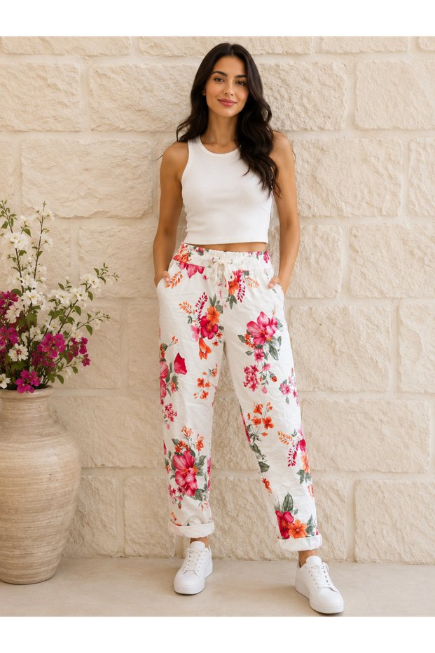 Women's Original Italian Full-Ligra Elastic Waist Pants 38-44