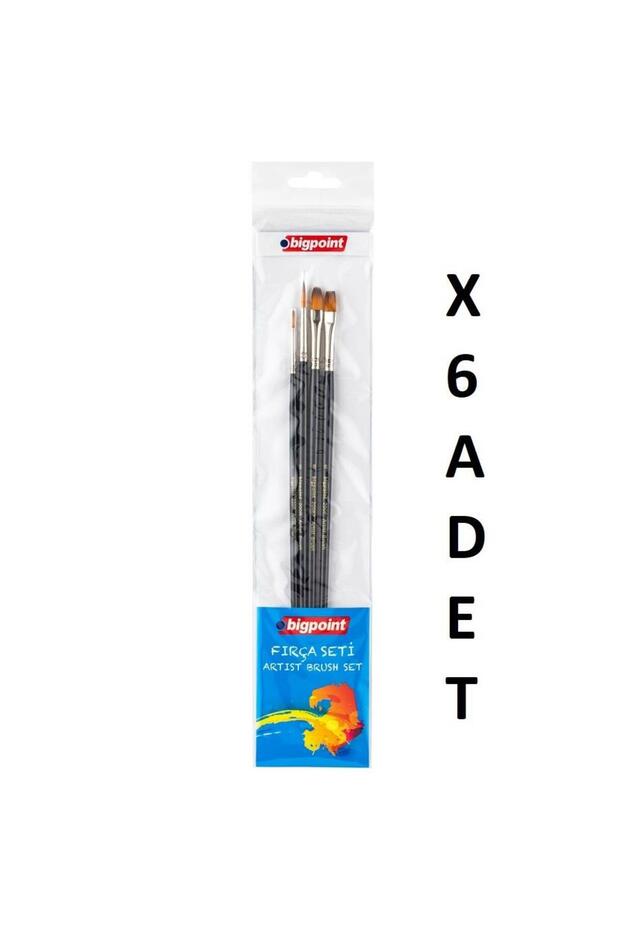 200 Series Synthetic Bristle Long Handle Mixed Tip Brush Set 4 Blister Packs X 6 Pieces