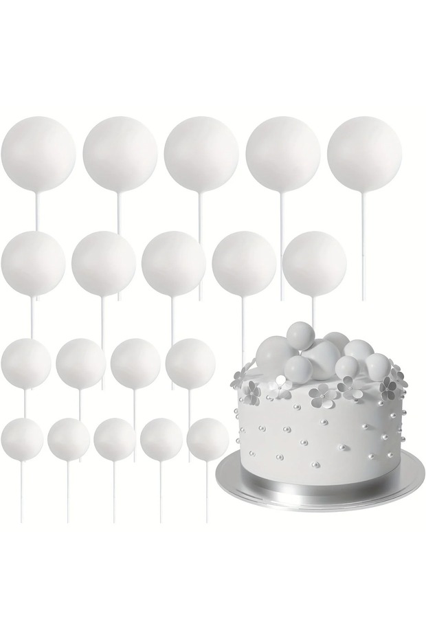 20Pcs 17 20Pcs Happy Birthday Ball Cake Gold And Silver Foam Ball Wedding Party Birthday Cake Annive