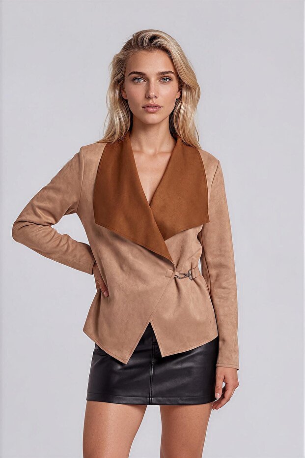 Suede Jacket with Side Accessory Detail