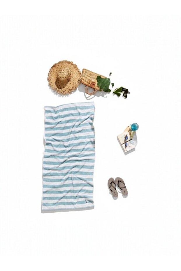 Tarzy Line Yellow Embroidered Beach Towel 70X150 cm