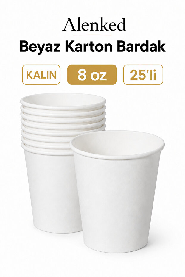 White Cardboard Cups Thick 8oz 25-Pack