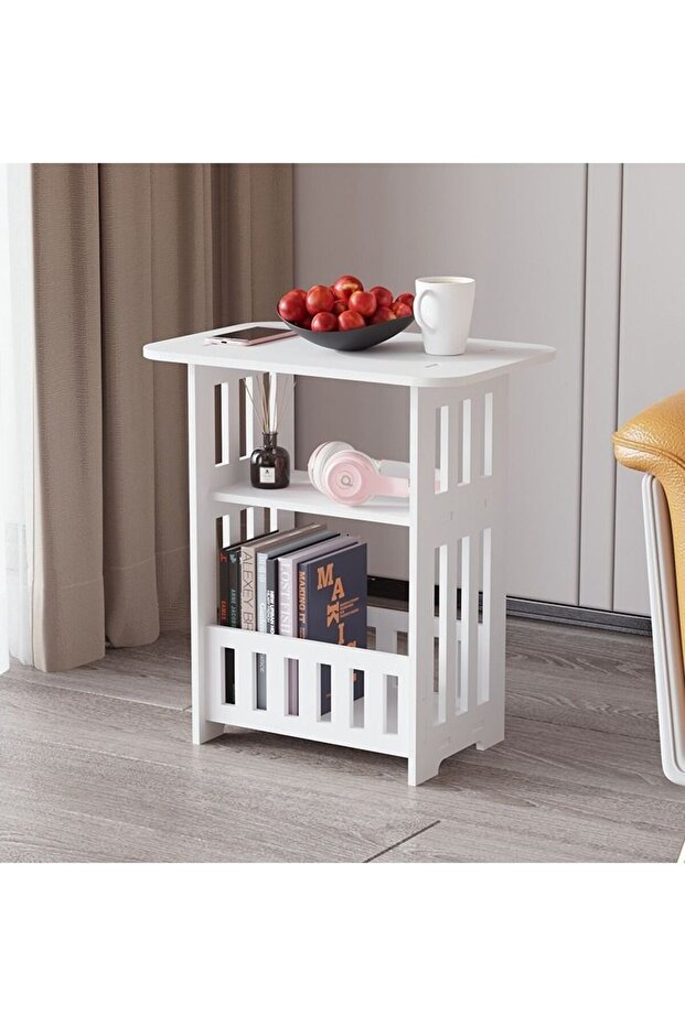FFD Versatile Bedside Table & Sofa Side Storage Organizer - Mini Locker Nightstand with Book Shelf for Bedroom & Living Room - Stylish End Table & Cabinet