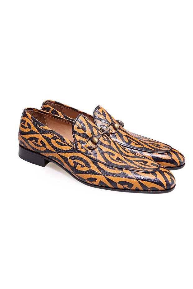 Tan Color Laceless Genuine Leather Leather Sole Men's Shoes