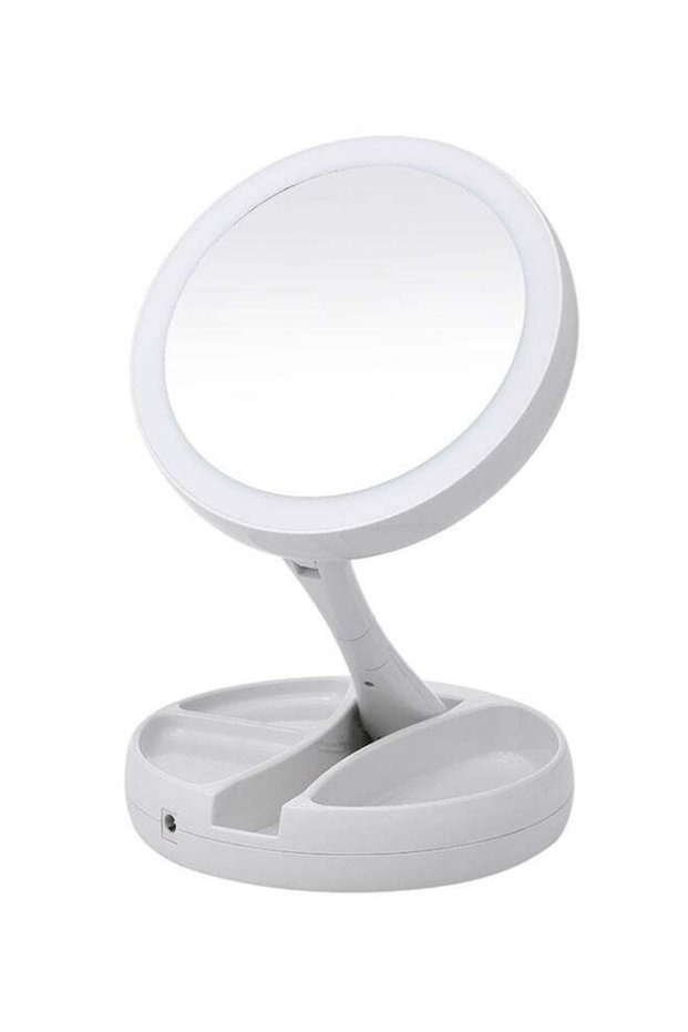 Double Sided Magnifying Vanity Mirror With Touch Control LED White