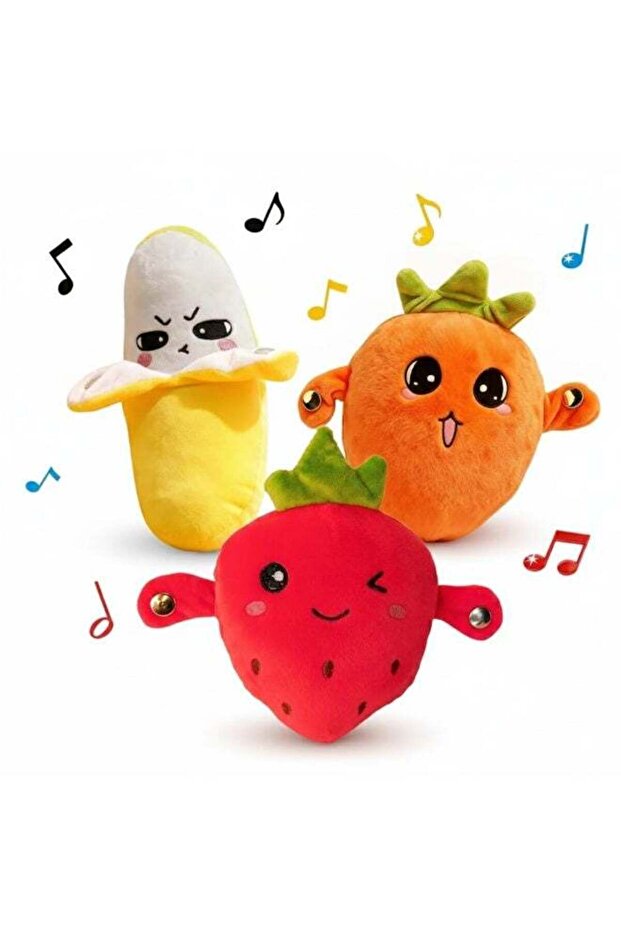 Interactive Music Plush Fruit Toys Set ,Touch-Sensitive Fruit Musical Sensory Toy with Sound
