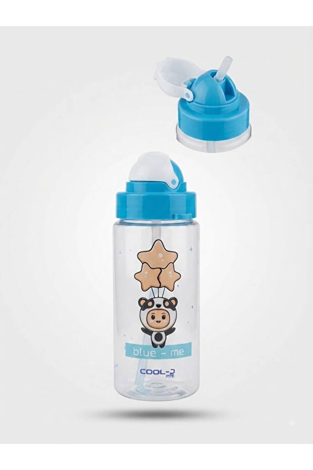 Gıpta Neck Strap Drawstring Tritan Patterned Water Bottle with Straw