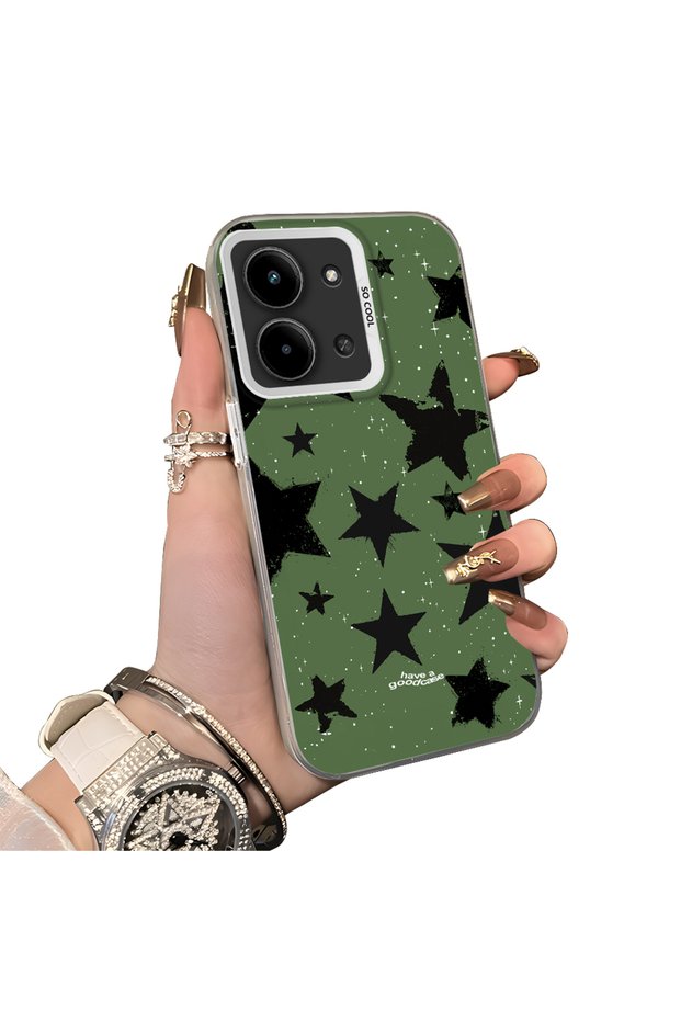 Phone Case for Redmi 15C 4g Compatible Silicone Edge Hard Back Case Couple Star Pattern