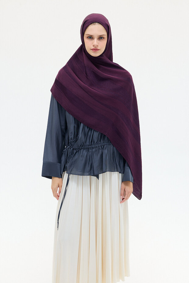 Naia Jacquard Shawl Stripe Pattern - Purple
