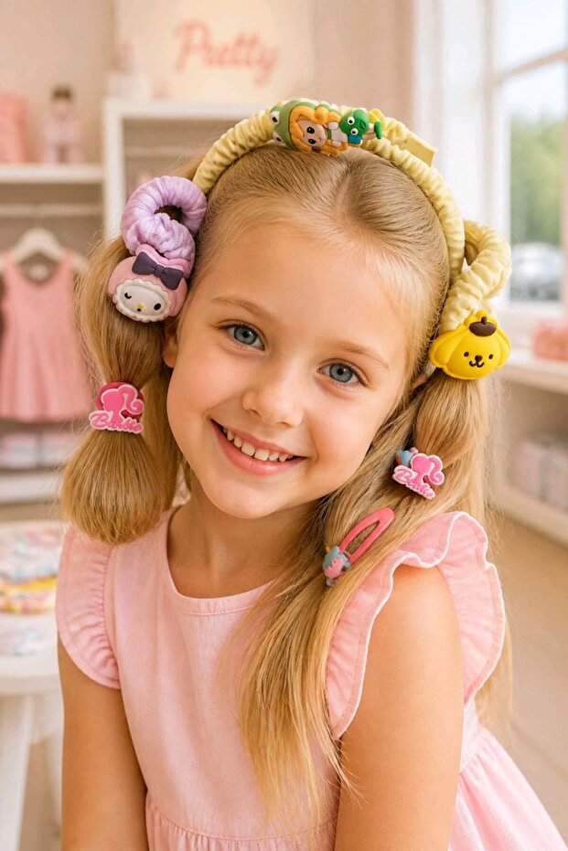 Nine-Piece Children's Buckle Crown and Keychain Set