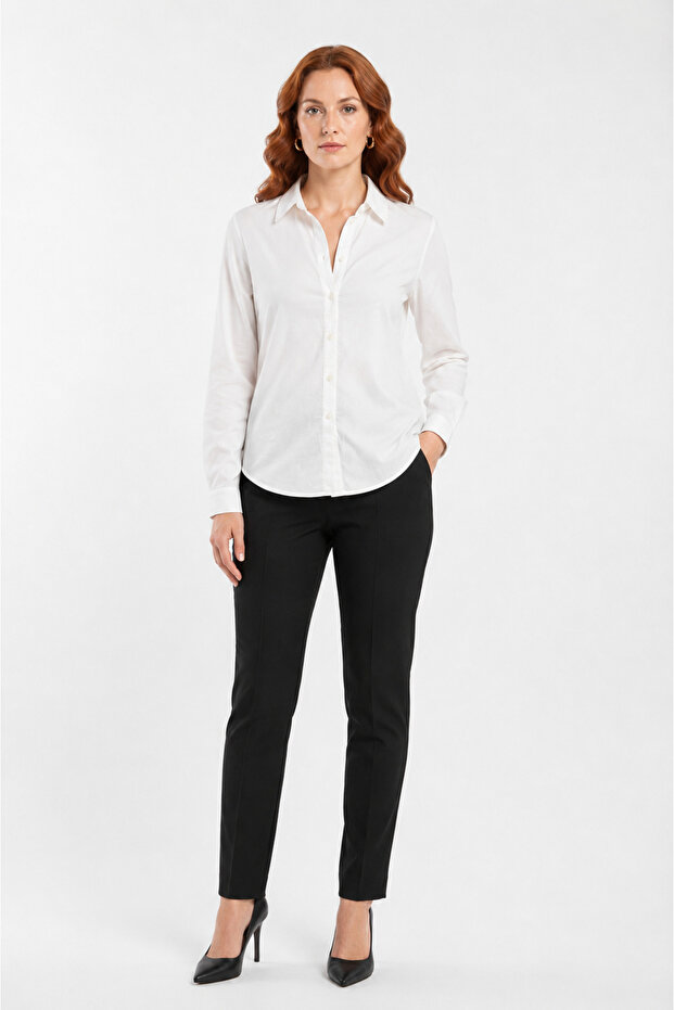 Women's Long Sleeve White Shirt Classic Cut