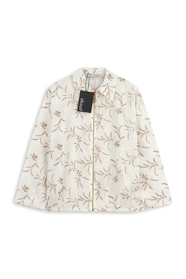 Embroidered Linen Jacket Ecru