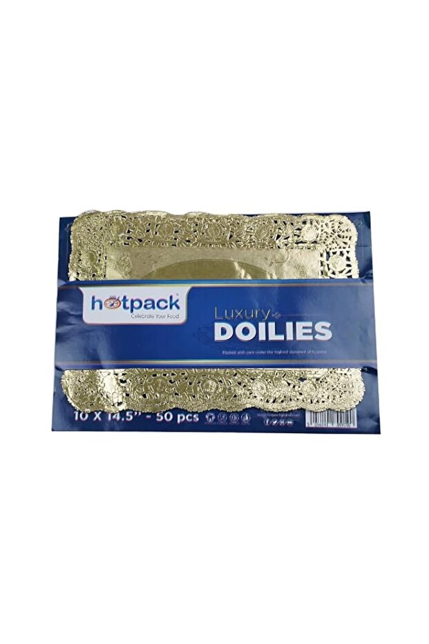 Hotpack Gold Rectangular Doilies 35cm x 37cm, 50 Pieces