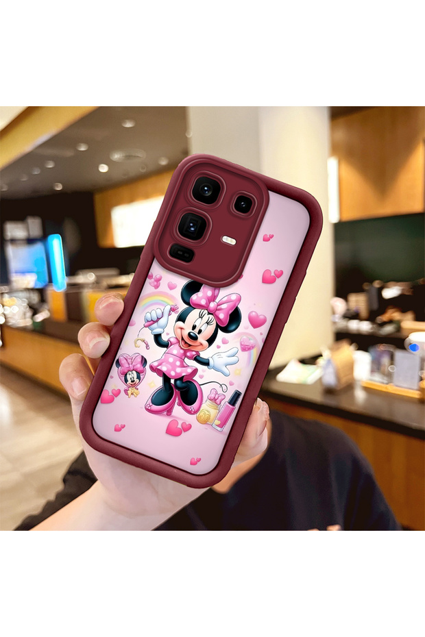 Infinix Note 50 Pro Plus Compatible Case Camera Protector Minnie Pattern Burgundy Lover Couple Silicone Phone Case