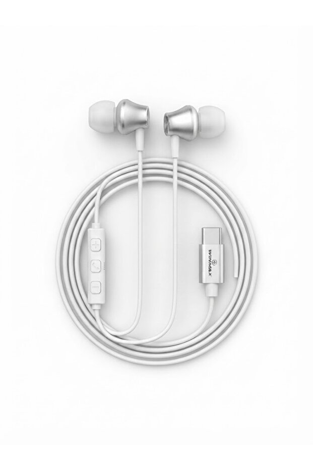 سماعات أذن سلكية WINMAX G0990 من نوع Type-C مع ميكروفون، عزل للضوضاء، صوت جهير، وتحكم متعدد الوظائف