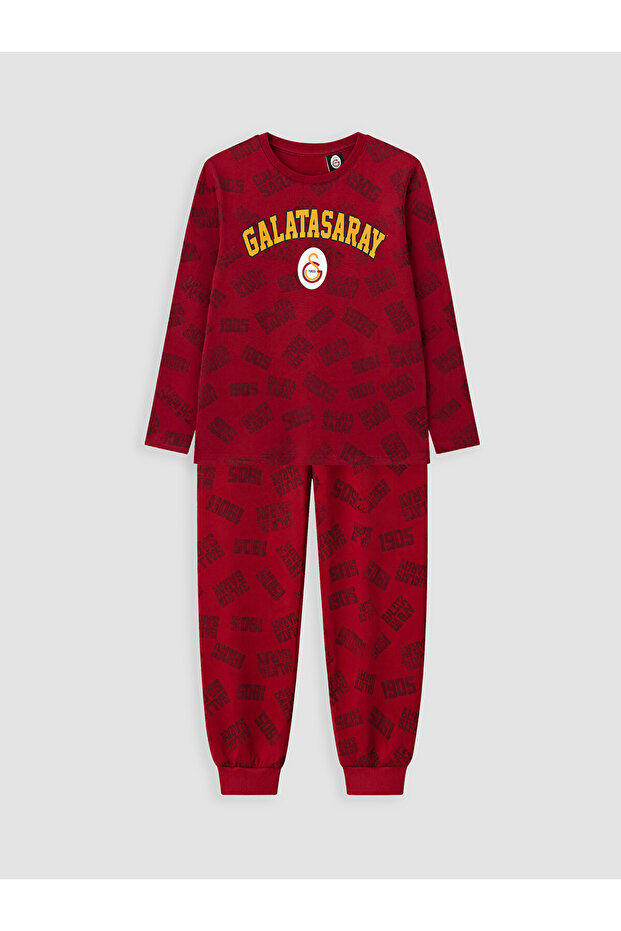 Boy's Pajama Set Long Sleeve Printed Crew Neck Jogger Bottom 2-Piece Comfortable W69598B1