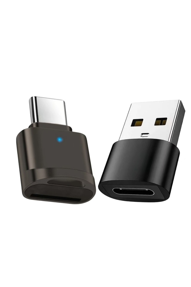 قطعتان من محول قارئ بطاقات TF من النوع C OTG، محول USB-A اختياري، مؤشر LED، بطاقة ذاكرة Micro SD