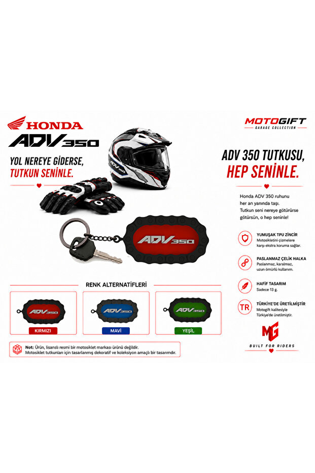 Honda Adv 350 Logo Chain Detailed Motorcycle Keychain
